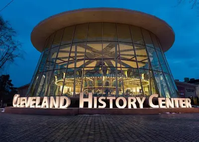 a building with a sign that reads gene island history center at Penthouse Lofts on E 4th, Private Rooftop Patio in Cleveland