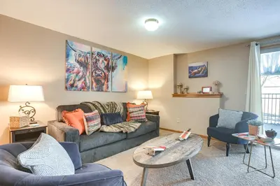 a living room with a couch and chairs and a table at 17 Mi to Columbus Pickerington Home with Fire Pit! in Pickerington