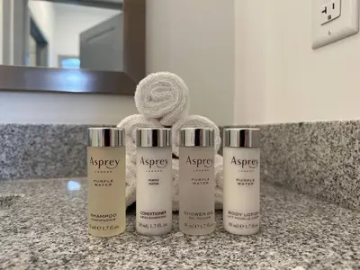 three products sitting on a counter in a bathroom at The Dublin Designer 1st Floor Available Now in Dublin