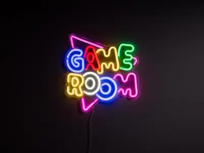 a neon sign that says games returniction at Vermilion Retreat with Game Room, Hot Tub and Across from Community Pool in Vermilion