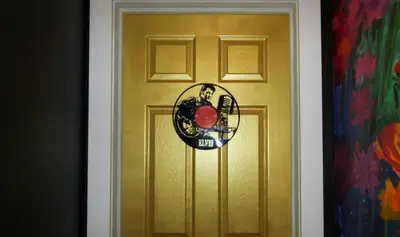 a door with a clock on top of it at Rock N Roll, Mins to CP & SF, King, Pet OK in Sandusky