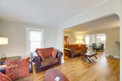 a living room with two chairs and a couch at 11 Mi to Dtwn Cleveland Family Home with Yard in Garfield Heights