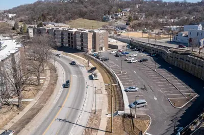 an aerial view of a highway in a city at Modern Stay Close to Dining & Entertainment in Cincinnati