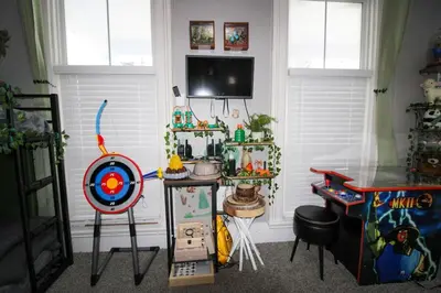 a room with a table and some toys in it at The Wilderness, Near CP & SF, W&D, Pet OK in Sandusky
