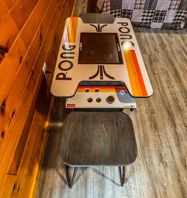 a sewing machine sitting on top of a stool at Hot tub - Near the Gorge and Cave Run in Wellington