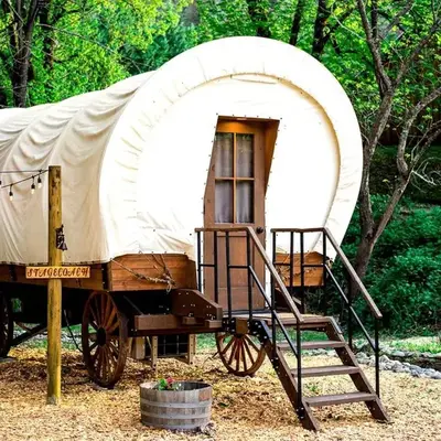 Ohio Glamping Destination in this Covered Wagon in Arcanum
