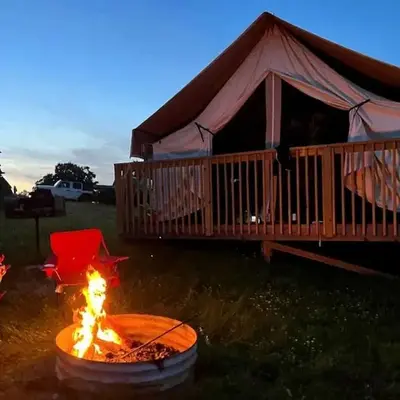 Impressive Tented Cabin with Peaceful Vistas and Fire Pit in Logan