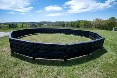 a large circle in the grass in a field at Sensational Tented Cabin Nestled Amidst Trees and Fire Pit Provided in Logan, Ohio in Logan