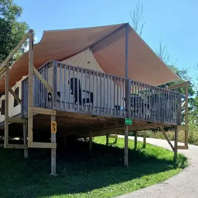 Sensational Tented Cabin Nestled Amidst Trees and Fire Pit Provided in Logan