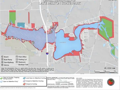 a map of the southern shore park at Retreat on Lake Milton in Berlin Center
