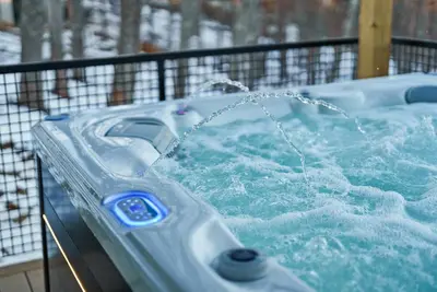 a hot tub with water pouring into it at Adamina Canyon Luxurious, Canyon View 5BR,3BTH in Rockbridge