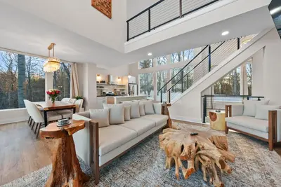 a living room with a couch and a table at Adamina Canyon Luxurious, Canyon View 5BR,3BTH in Rockbridge