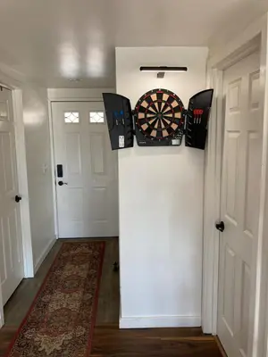a room with a dart board on a wall at Trillium Ridge, Hocking Hills Area, 2 Bedroom, 3 Beds in Rockbridge