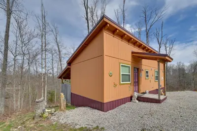 a tiny house in the middle of the woods at Bring a Pet Peaceful Frenchburg Cabin on 1 Acre in Frenchburg