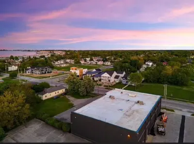 an overhead view of a building in a suburb at The 419 Ten-Room Boutique in Sandusky in Sandusky