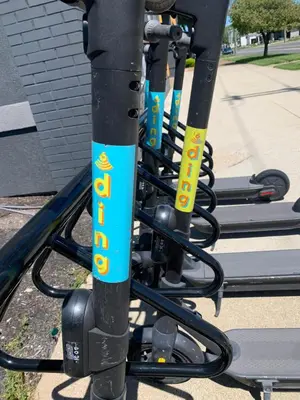 a row of bikes on a treadmill at The 419 Ten-Room Boutique in Sandusky in Sandusky