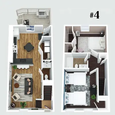 two views of a floor plan of a apartment at 4 apartments 10 bedrooms - 2 and a half Miles from Ark in Williamstown