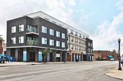 a black building on the corner of a street at The Buckeye's Gem Near Downtown & OSU in Columbus