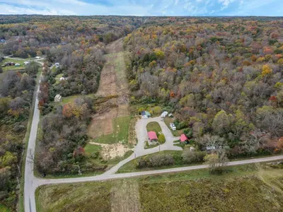 an aerial view of a road in a forest at Big Spacious Camper in New Lexington