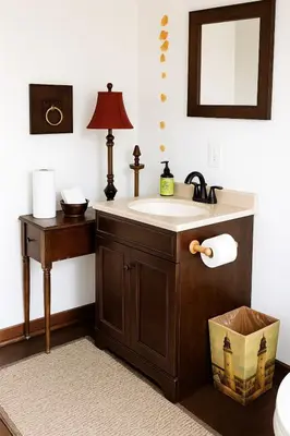 a bathroom with a sink and a mirror at Enchanting Tree House with a Slide on 200 Acres for a Family Adventure in Germantown, Kentucky in Germantown