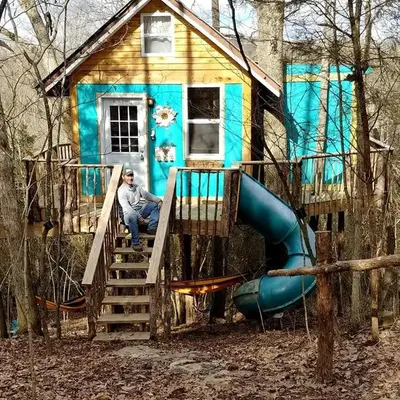 Enchanting Tree House with a Slide on 200 Acres for a Family Adventure in Germantown