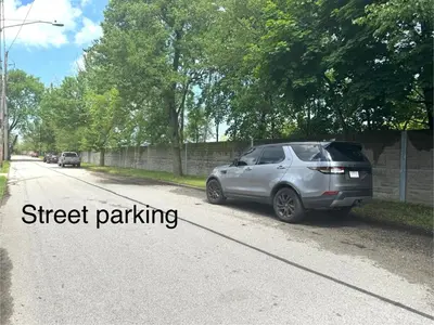 a silver car parked on the side of a road at Sleep with a Lion!! 6 bedroom house, near downtown, Ohio city Tremont! in Cleveland