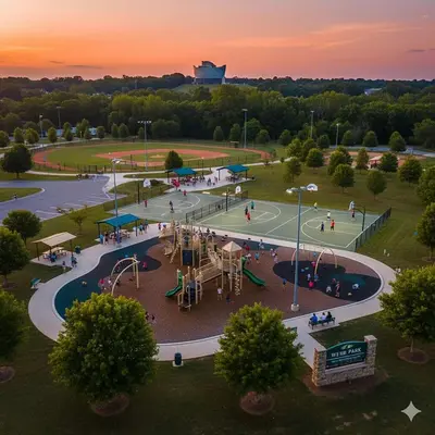 an aerial view of a playground at a park at Arkstone Retreat 2 - Chic 2 Bedroom in Williamstown