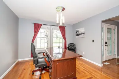a home office with a desk and a chair at Big Sky Retreat - Home for 10 in Fairfield