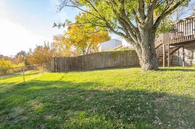 a tree in a yard next to a fence at Cozy Home Away From Home in Florence