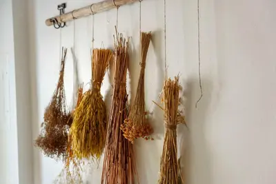 a group of sticks hanging on a wall at The Luxe Pearl Residences 870-5 in Columbus