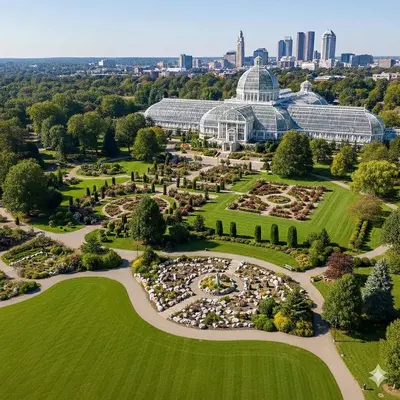 an overhead view of a conservatory with a park at Chic City Retreat 99 For 2 in Columbus