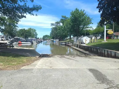 a body of water with a boat in it at Cozy Upstairs Unit Near River and Marina Access in Fremont