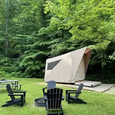 Safari Tent Glamping in Kentucky with AC and Access to Biking Trails