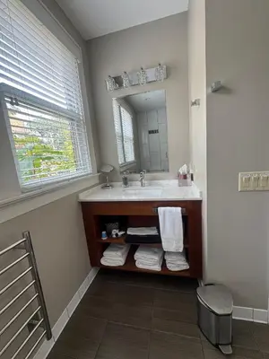 a bathroom with a sink and a mirror at Bexley Bed and Breakfast in Columbus