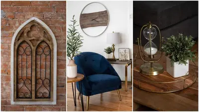 a room with a blue chair a table and a mirror at 2BR Townhome - Free Parking, Minutes to Stadiums in Covington