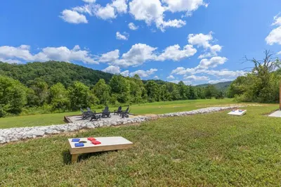 a park with a bench in the middle of a field at New Barndo/King Beds/Hot Tub/Ample Level Parking in Stanton