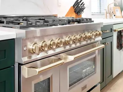 a kitchen with a stove top oven in a kitchen at New Build, Downtown Views, next to NCH in Columbus