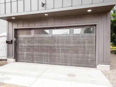 a garage with a large door with a window at New Build, Downtown Views, next to NCH in Columbus