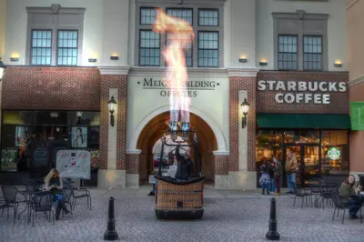 a fire fountain in front of a shopping center at Holiday Inn Express & Suites Toledo South - Perrysburg by IHG in Perrysburg Heights