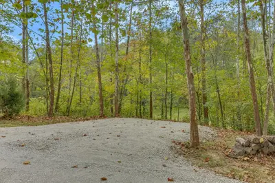 a dirt road in the middle of a forest at Cottage Close to Caves and Trails in Hocking Hills! in Logan