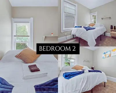 a bedroom with two beds and a room with a bedoren at Ohio City KING Bed Free Parking Pet Friendly in Cleveland
