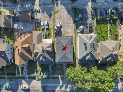 an overhead view of a house with a red roof at Spacious 5-Bedroom Retreat in Central Columbus Perfect for Groups in Columbus