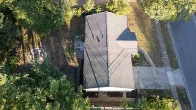 an overhead view of a building with a roof at 4 Bed Ranch-Fire Pit-Pet & Kid Friendly-King Bed-Arcade in Columbus