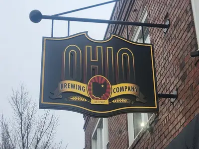 a sign for a onion brewing company on the side of a building at Tree House 6 bedrooms, 2 blocks from everything in Cuyahoga Falls