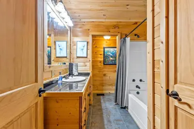 a bathroom with a sink and a tub at Pool Table WiFi Starry Mountain Night RRG in Stanton