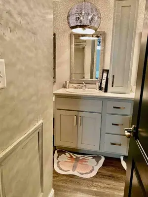 a bathroom with a sink and a mirror at [4-BR/Sleeps 12] Family & Friends Home in Indiana in New Haven