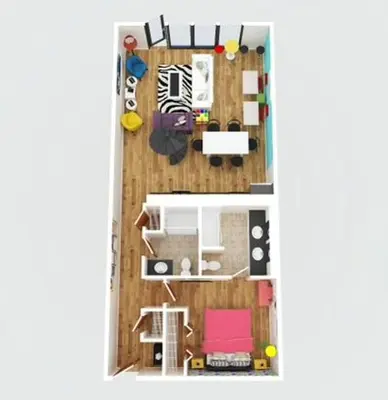 a rendering of a floor plan of a house at Radical 80's Getaway! A Blast From The Past! in Sandusky