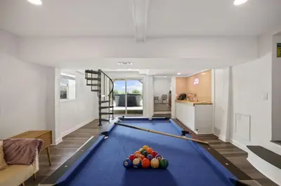 a house with a pool table in a living room at Good Vibes Only in Thornville