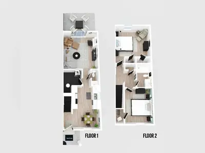 a rendering of a floor plan of a condo at Fire Ring Private Parking King Beds - Near Ark in Dry Ridge