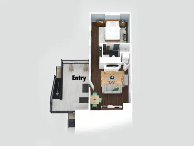 a rendering of a floor plan of an apartment at Free Downtown Parking Walk to Stadiums and Shopping in Covington